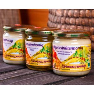 Milde Honigsorten fürs Frühstück im 3er Set: Rapsblüten-, Robinienblüten- und Frühlingsblütenhonig, Bioland, 3 x 500g
