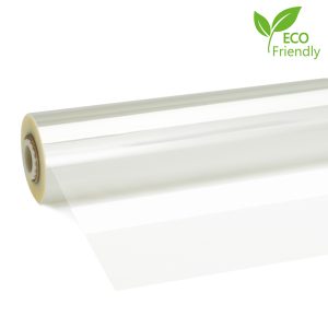 „Öko“ Klarsicht Geschenkfolie Bio-PP, 70cm x 200 m/Rolle, extra stark 30my