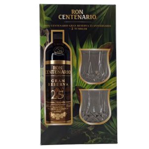 Centenario 25 Jahre Rum 0,70Ltr. Flasche + 2 Tumbler, 40% Vol.