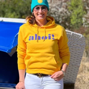 Hoodie LUCA „ahoi!“ in spectra yellow (unisex)