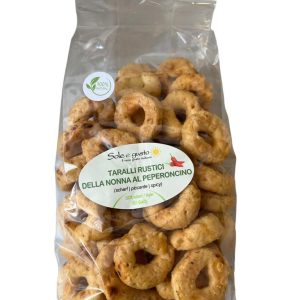 12 x 350g Taralli Rustici della Nonna al Peperoncino – scharf, mit Urweizen, Madre lievito, ohne Hefe