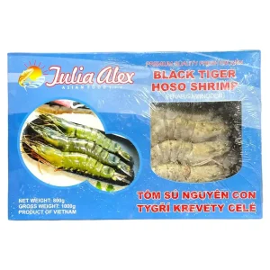 Black Tiger Garnelen mit Kopf mit Schale 6/8 – Box 1kg